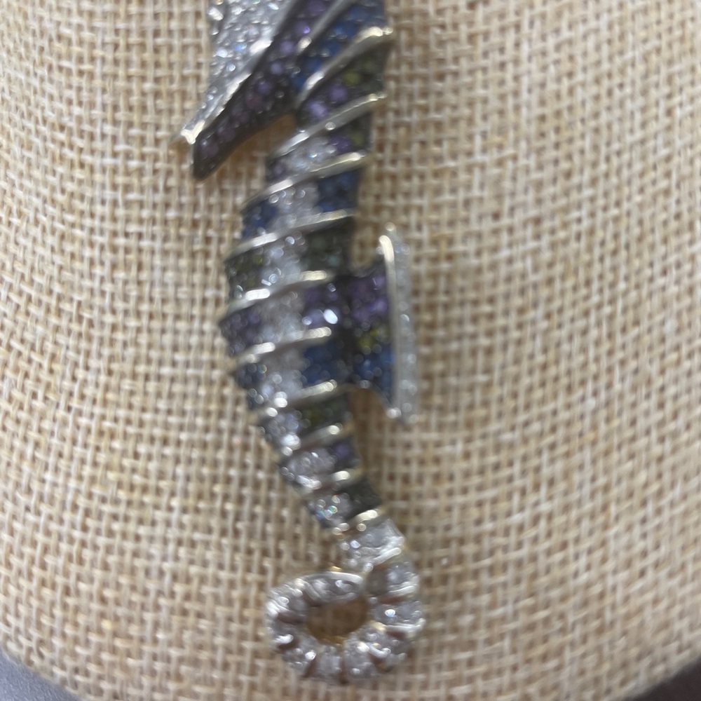 COPY - NWOT Gold Enamel Seahorse Pendant With Multicolor Rhinestones - Picture 3 of 5